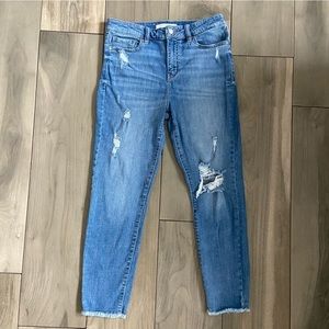 Eunina Clara High Rise Skinny Crop Distressed Frayed‎ Hem Jeans Women’s Size 11